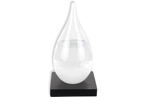 Baromètre à Cristaux Storm Glass - Bouteille de Prévisions Météo - Verre de tempête 20 cm - Socle en Bois - Idéal Cadeau ou Décoration Maison ou Bureau