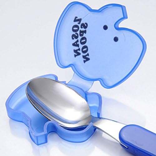 New TRUYOO Children Reusable Stainless Spoon Utensil W/ Elephant Case (Blue)
