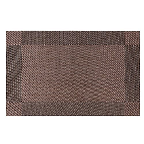 Fontic 6er Set Platzsets 30x45cm Platzdeckchen Rutschfest Abwaschbar Tischmatten aus PVC Abgrifffeste Hitzebeständig Tischsets Schmutzabweisend und Waschbare, Platz-Matten für küche Speisetisch (Braun) - 7