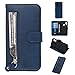 Produktbild Ostop Handyhülle für Xiaomi Redmi 6 Pro/Xiaomi Mi A2 Lite,Blau Reißverschluss Brieftasche Hülle Slim PU Leder Tasche Klappbar Magnetisch Flip Case Schutzhülle mit Kartenfach Standfunktion