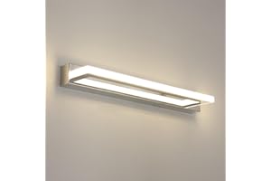 Toolight Lampe pour Miroir LED Salle de Bains 9W 800LM, Lampe Miroir 42cm 4500K Blanc Neutre, Applique Murale Intérieure Moderne pour Miroir Armoir Tableau Toilette Meuble, Argent
