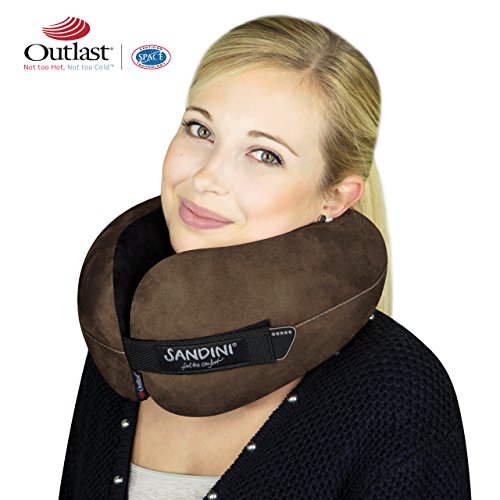 SANDINI TravelFix® – Premium Reisekissen/ Nackenkissen mit ergonomischer Stützfunktion – GROSSE AUSWAHL – Exklusiv mit Outlast® Temperaturausgleich erhältlich – GRATIS Tasche mit Befestigungs-Clip für platzsparenden Transport – Designed in Germany/ Made in EU/ German Design Award Nominée 2017