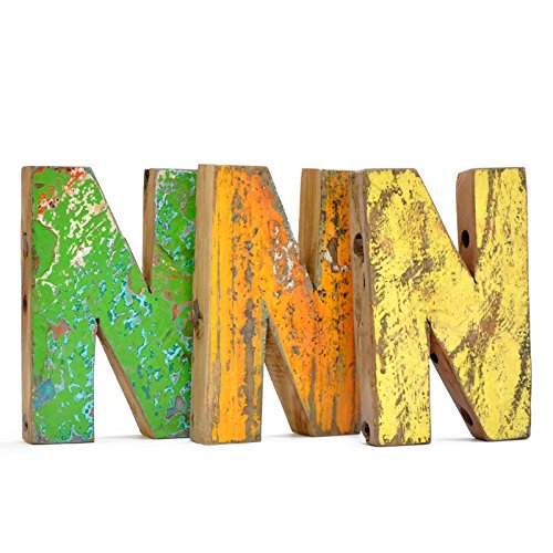 Letra N de madera reciclada - Fantastik