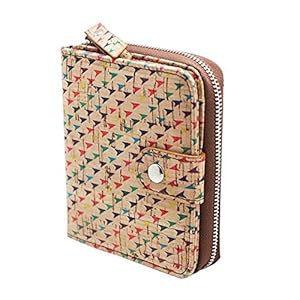 Ladies Wallet, Boshiho Vegan Cork Purse Small Zipper Design Women's Purse with Card Slots Coin Pocket Purse Eco-Friendly Vegan Gift (Multi Color 2)