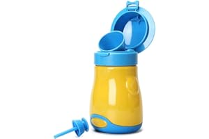 [600ML] BYETOO Portable Bébé Enfant Potty Urinoir,Bouteille D'urinoir pour Enfants,D'urgence Pot de Toilette pour Camping Car Voiture Embouteillage Voyage et Formation Kid Potty Pee,Jaune,Garçon