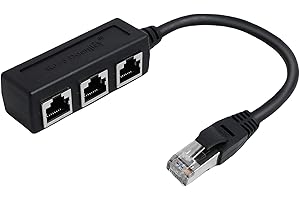 KNOCERY Ethernet Splitter, Duplicador Ethernet, Cable Divisor RJ45 1 Macho a 3 Hembra, Adaptador de Red RJ45, Cable de Extensión Acoplador para Cat5, Cat5e, Cat6