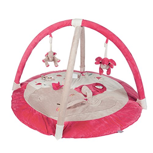 NOUKIES Tapis d'Eveil Framboise/Grege Motif Anna/Pili