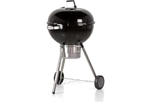 BRIGROS MasterCook grill o średnicy grilla 57 cm, grill z kołami i pokrywą, grill węglowy wyposażony w termometr i system zbierania popiołu, wysokość grilla 78 cm (czarny Ketty)