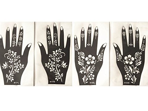4 Sheets STENCILS TATTOO s130 131 Mehndi TemplateTattoo Henna Designs for Hand - single use - for Henna Tattoo Glitter Tattoo Airbrush Tattoo