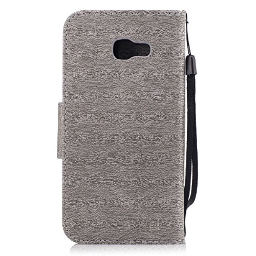 Galaxy A5 2017 Hülle,Samsung Galaxy A5 2017 Ledertasche,JAWSEU Lanyard Prägung Bär DON’T TOUCH MY PHONE Muster Retro/Vintage Handyhülle Tasche Cool lustig Tier Brieftasche Folio Tasche Hüllen Handycover Schutz Cases Etui Lederhülle Handytasche mit [Ständerfunktion] und [Kartenfächer] für Samsung Galaxy A5 2017+1xSchwarz Glitzer Bling Eingabestift-Bär,Grau - 3