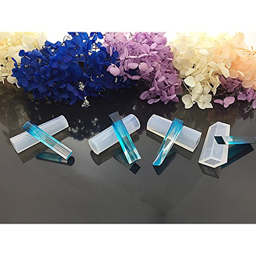 Gazechimp 5stk Quadrat Silikon Transparent Werkzeug Gießform Anhänger Pendant Modell + 100pcs Augen Schraubösen Schraubhaken - 2