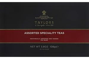 CONFEZIONE REGALO DA 48 BUSTINE DI TÈ E TISANE INGLESI IN 6 DIVERSI GUSTI 108 GR TAYLORS OF HARROGATE