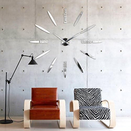 XXL3D Large Mirror Wall Clock DIY Ø 130cm XXL Frameless Wall Clock Modern 3D Wall Clock XII