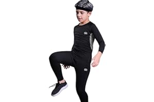 MeetHoo Set Intimo Termico Bambino Sci Biancheria Intima Termica per Bambini Maglia Termica Bambino Calcio Manica Lunga Pantaloni Termici Bambino Calcio per Bambini dai 8 a 16 Anni
