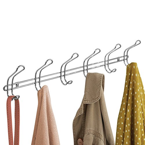 InterDesign 06944EU Classico Wandmontierte Hakenleiste für den Eingangsbereich für Jacken, Mäntel, Mützen, Schals – Metall 48,51 x 6,60 x 12,19 cm, Silber - 3