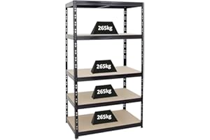 PROREGAL Schwerlastregal Tiger Schwarz 180x100x60cm für Gesamtlast 1365kg Kellerregal, Steckregal, Garagenregal, Lagerregal