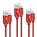 Produktbild iPhone Kabel, Gogooda 3 Pack 0,15 M + 1,2 Mt + 1,8 Mt Nylon Geflochtene Blitzkabel, High Speed Sync Blitz auf USB Kabel Führen mit Led-Licht für iPhone X / 8/8 plus / 7/7 plus / 6 s / 6 s plus / 6 / 6 Plus / SE / 5s / 5c / 5, iPad 2 3 4 Mini, iPad Pro Air, iPod - Rot