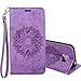 Produktbild Misteem Sonnenblume Mandala Hülle für Samsung Galaxy J6 2018, Schön Elegant Blumen Muster Leder Schutzhülle Stoßfest Flip Kartenhalter Magnet Ledertasche für Samsung Galaxy J6 2018 - Lila
