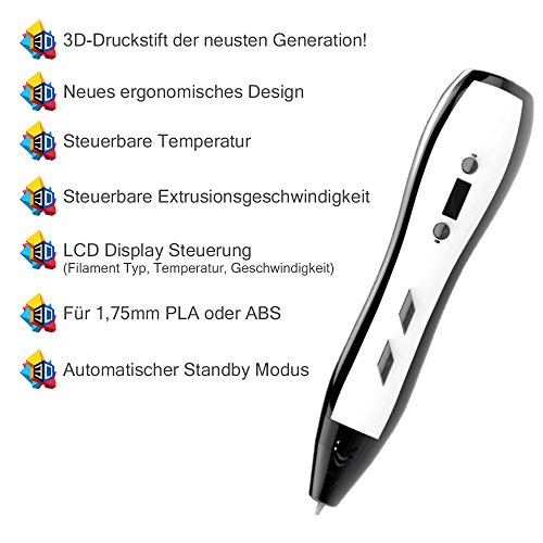 3D Stift der neusten Generation von 3D&PRINT, 3D Druckstift für PLA und ABS Filament 3D-Stift, 3D Druck Pen Set, 3 D malen und zeichnen - 5