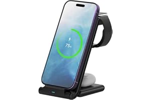 ‎MMOBIEL MMOBIEL ładowarka Indukcyjna Kompatybilna z iPhone, Apple Watch i AirPods - Składana Stacja ładowarka bezprzewodowa 3 w 1 - podstawka do bezprzewodowego ładowania telefonu - czarna