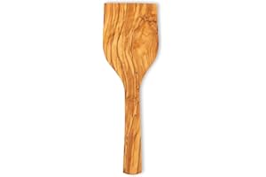 QUEPUEDOREGALAR Justa la Fusta | Pala Extra Ancha De Madera De Olivo | 27,5x8,5 cm | Hecha Artesanalmente en España | Utensilios De Cocina | Espatula Cocina Para Servir | Espátulas De Cocina Para Todo Tipo Sartenes