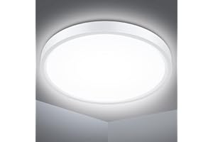 Defurhome Bathroom Ceiling Light Ø22CM 18W 1500LM,100W Equivalent,5000K Daylight White, Waterproof IP54,Dome,Modern,Flush Ceiling Light for Kitchen,Toilet,Porch,Bedroom,Utility Room(White)