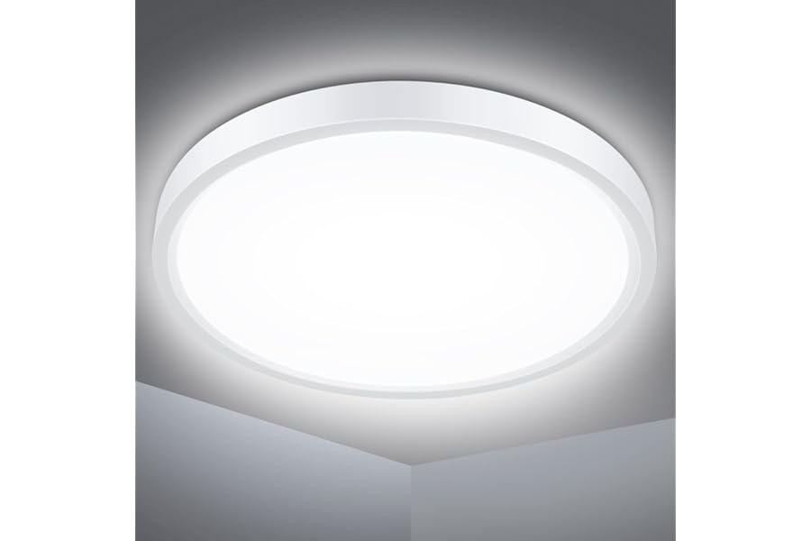 Defurhome Bathroom Ceiling Light Ø22CM 18W 1500LM,100W Equivalent,5000K Daylight White, Waterproof IP54,Dome,Modern,Flush Ceiling Light for Kitchen,Toilet,Porch,Bedroom,Utility Room(White)