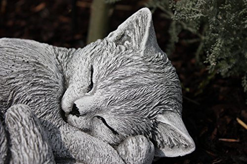 Steinfigur Katze schlafend, eingerollt, frostfest bis -30°C, massiver Steinguss - 5