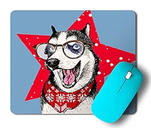 Funny Husky Printed Mouse Pads [Rubber] [for Men & Women][for Boy & Girl][Computer Laptop Accessory] (multipuppy02)