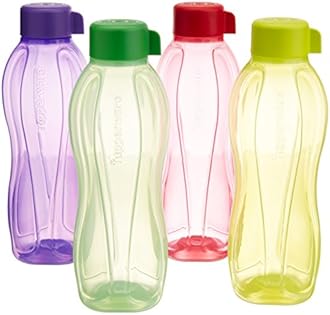 Tupperware Aquasafe Water Bottle Set, 1 Litre, Set of 4, Multicolor