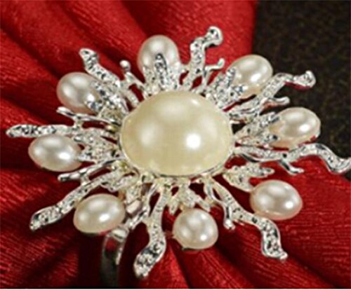 détail TBQING Anneau de serviette argent incrusté nacre inox décoré vin européen