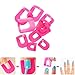 Charites Reusable 10 Sizes Nail Polish Stencil Kit Nail Gel Molds Nail Edge Skin Barrier Maincure Tool Pink