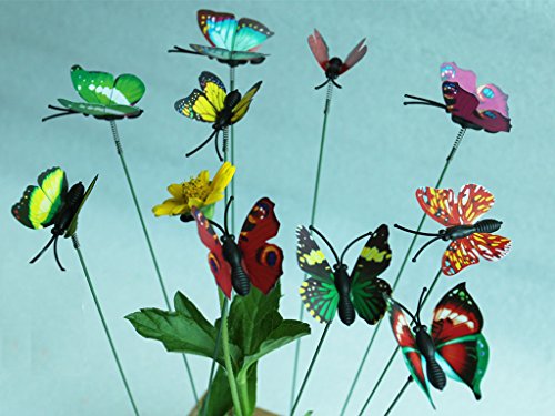 SecretRain Fairy Garden Ornament Miniatur Blumentöpfe Töpfe Home Decor 10 farbenfrohe, leuchtende Schmetterlinge Aufkleber - 4