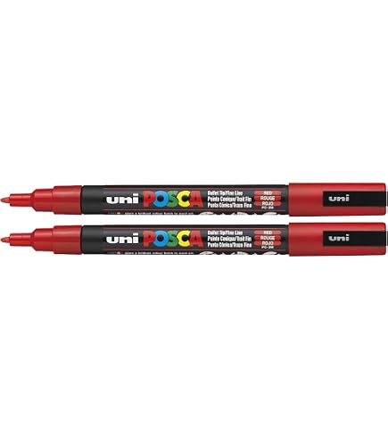 Posca PC-3M Marker – 2 Stück, Rote Tinte, 0,9–1,3 Mm Feder | Für Kunst & Handwerk Auf Vielen Oberflächen