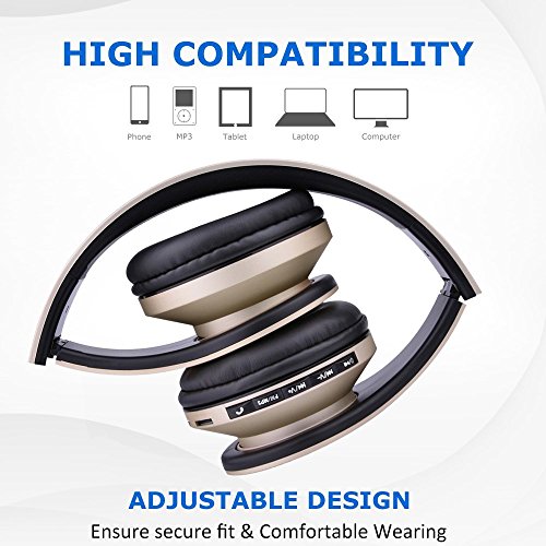 Esonstyle Plegable 4 en 1 Auriculares Inal  mbricos Bluetooth Est  reo Auriculares con Micr  fono   Audio cable  Apoyo Tarjeta SD  Radio FM para iPhone  iPad  Samsung Smartphones Android y Tablet PC