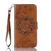 Produktbild Lonchee Huawei Y5 II / Y5 2 Wallet Tasche Brieftasche Schutzhülle ,Mandala Blumenmuster geprägt Muster Design Hochwertige PU Leder Folio Tasche Case Hülle im Bookstyle mit Standfunktion Kredit Kartenfächer (braun)