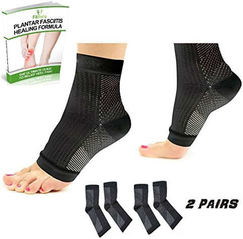 Plantar Fasciitis Socks &amp; FREE eBook, (2 Pairs &amp; 1 Pair of Compression Socks Available) Foot Care Compression Sleeve For Men &amp; Women, Ultimate Arch Support Sleeves For Your Aching Heels, Better than Night Splint, Ideal Gift For Runners, Teachers &amp; Dancers, Eases Swelling &amp; Heel Spurs, Increases Circulation and Relieve Pain Fast (Black (2 Pairs), S/M (UK 1-6 / EU 34-40))