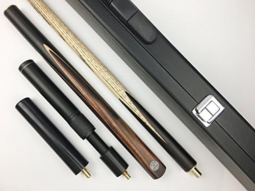 Ash 57" Handmade 3/4 piece Snooker Cue,6" Mini-Butt and Extension,Black or White Leather Case,Lancer YP. (FBA)