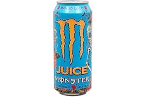 New 381906 Monster Juce Loco Mango Energy Drink 16 Oz (24-Pack) Fruit Drink Cheap Wholesale Discount Bulk Beverages Fruit Drink Fish Bowl