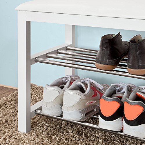 SoBuy® Mini Schuhbank,Sitzbank,Schuhregal, Schuhschrank, Schuhtruhe, Badregal mit 2 Böden,FSR18-K-W - 7