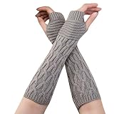 ✿Material: Lana de tejer Guantes Lana de Tejer Invierno Mujer, FAMILIZO Guantes tejidos sin dedos del invierno del brazo Manoplas Calientes Suaves Gloves Winter (Gris)