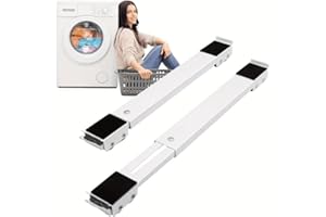 FRILLA Waschmaschine Rollen Untergestell mit Bremsen 2er SET - Möbelroller Einstellbar von 45 bis 70 cm - Regalrahmen für Waschmaschine mit Tragfähigkeit bis zu 330 kg | MOVEJET