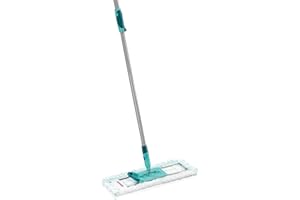 Leifheit Profi XL Mop lavapavimenti, Mop microfibra con manico telescopico in acciaio da 80 a 135 cm, mop pavimenti 42 cm micro duo universale