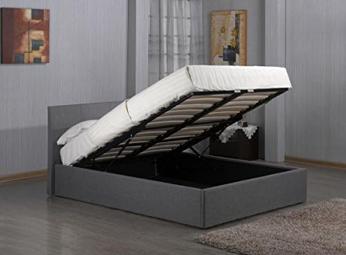 3FT Single Ottoman Lift Up Storage Grey Linen Fabric Bed