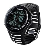50m Wasserdicht Angeln Wettervorhersage Barometer Altimeter Thermometer Digital Smart Armbanduhr mit Hintergrundbeleuchtung Schwarz