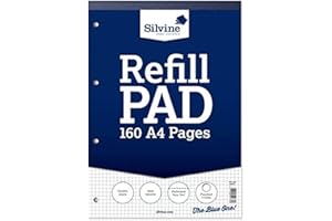 Silvine 160 stron, wkład w formacie A4, oprawiony od góry, dziurkowany, 4 otwory. W kratkę 5 mm. Ref A4RPX.