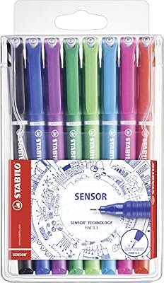 STABILO SENSOR - Pochette de 8 stylos-feutres pointe extra-fine sur amortisseur - Coloris assortis