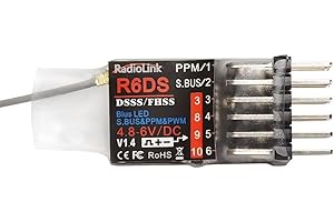 Radiolink R6DS 2.4GHz RC Récepteur 6/10 canaux SBUS/PWM/PPM pour Drones Avion à voilure Fixe Compatible avec AT9S / AT9S Pro / AT10 / AT10II