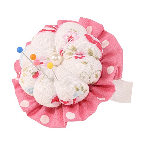 neoviva Stoff beschichtet vollständig Gepolsterte Nadelkissen mit Handgelenk Band für praktischem Naht, Stil Blume Blossom Floral Prism Pink Polka Dot