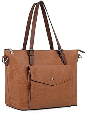 UTO Damen Shopper Tasche PU gewascht Leder Vorderseite Fach Frau Purse Schultertasche